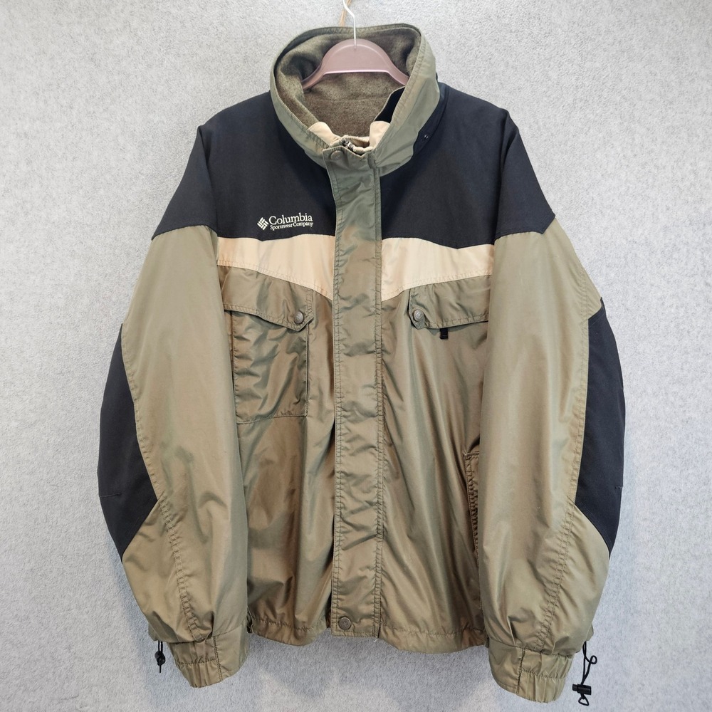 COLUMBIA Boulder Ridge Jacket Mens XL Green Black Fleece Lined 3-in-1 Parka